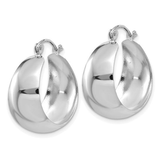 10k white gold round tapered hoop earrings 20mm