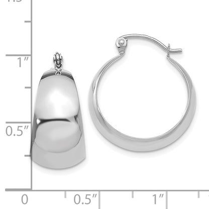 10k white gold round tapered hoop earrings 20mm