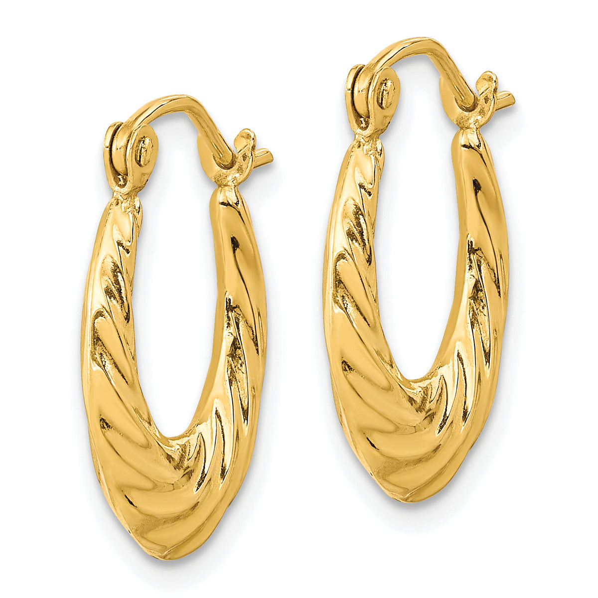 10K Yellow Gold 10mm x 2mm Fancy Small Round Hoop Earrings