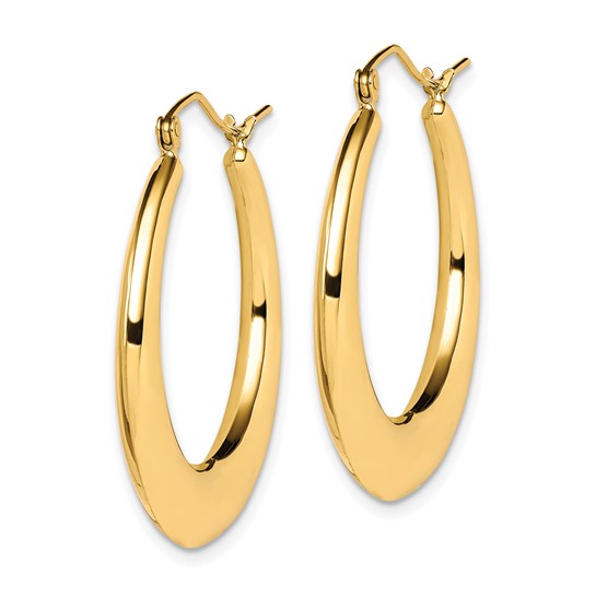 10k yellow gold  graduated classic round hoop earrings