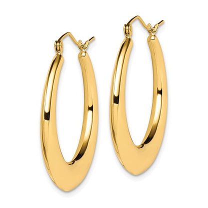 10k yellow gold  graduated classic round hoop earrings