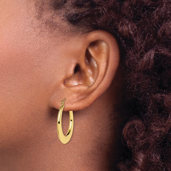 10k yellow gold  graduated classic round hoop earrings