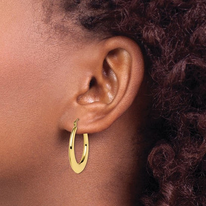 10k yellow gold  graduated classic round hoop earrings