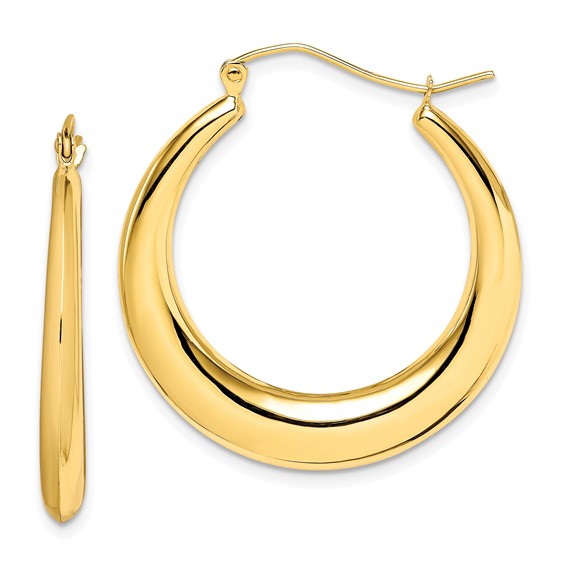 10k yellow gold  graduated classic round hoop earrings