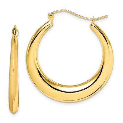 10k yellow gold  graduated classic round hoop earrings