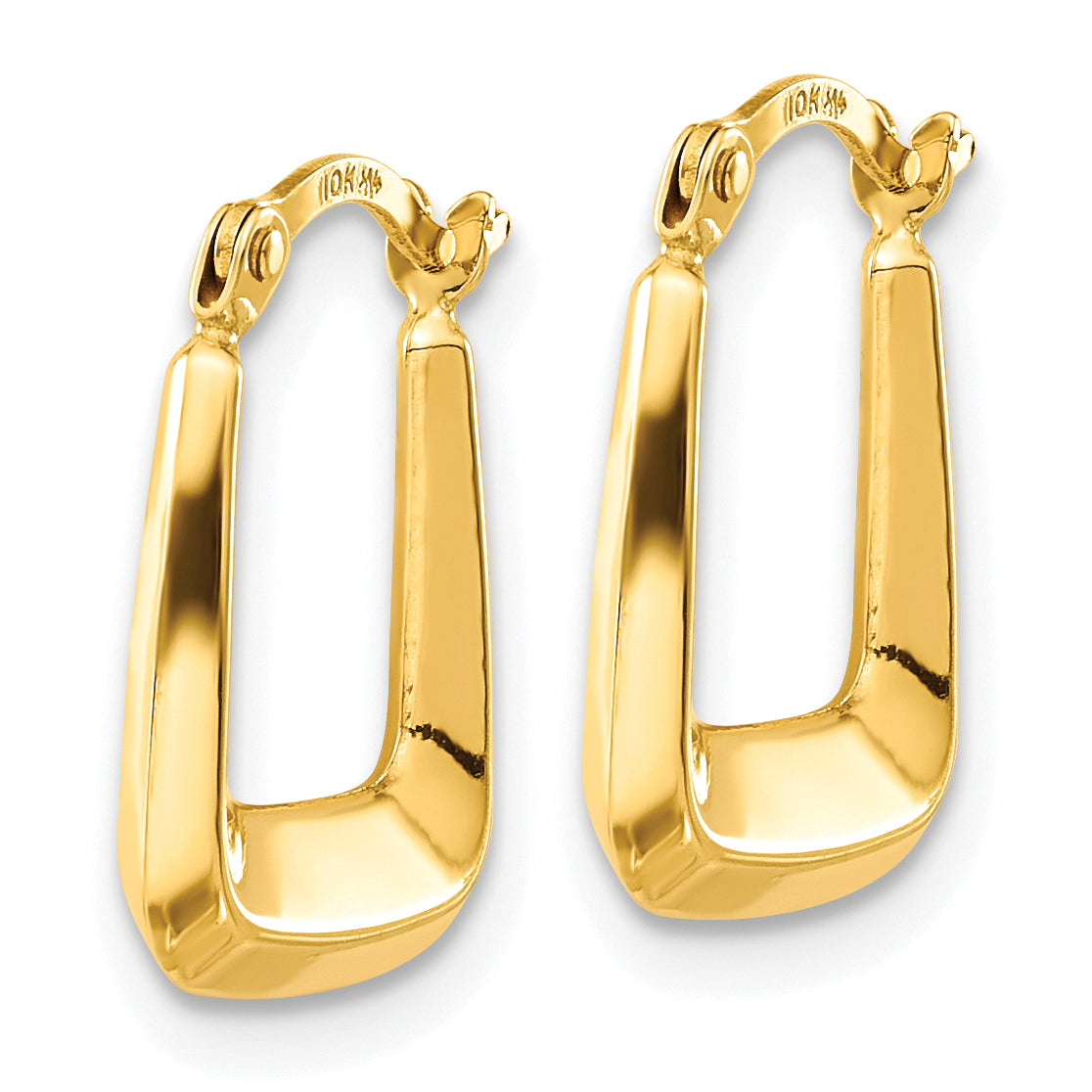 10K Yellow Gold 15mm x 12mm x 2mm Square Hoop Earrings