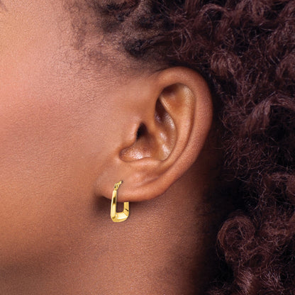10K Yellow Gold 15mm x 12mm x 2mm Square Hoop Earrings