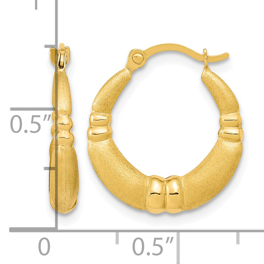 10K Yellow Gold 18.08mm x 2.68mm Satin Round Hoop Earrings