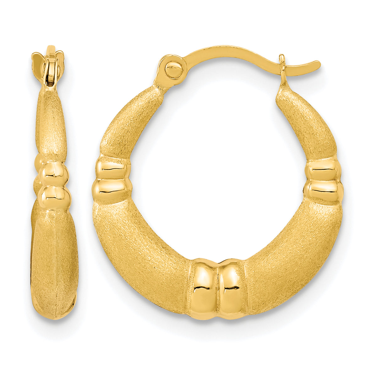 10K Yellow Gold 18.08mm x 2.68mm Satin Round Hoop Earrings