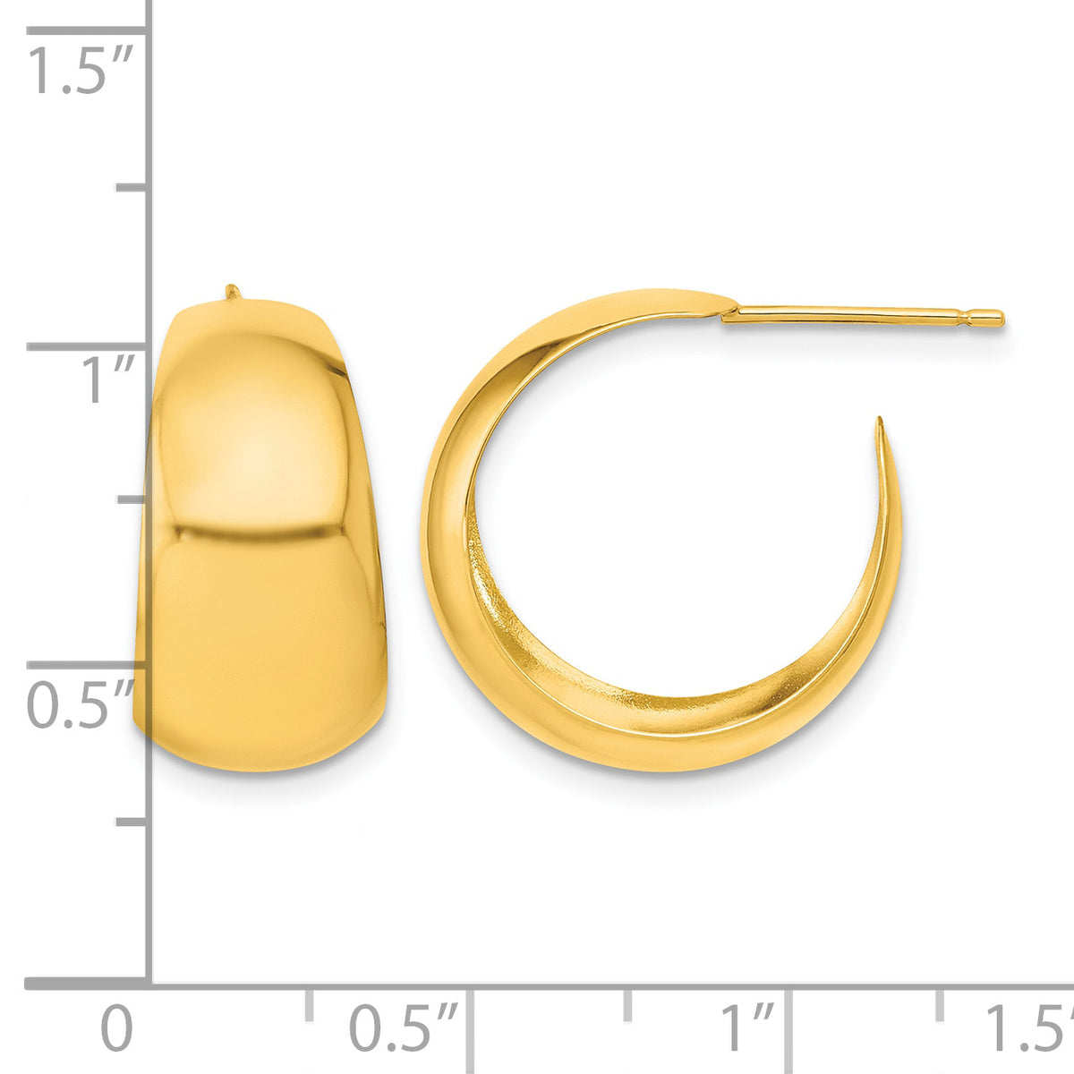 10K Yellow Gold 18.53mm x 1.5mm Small Round Hoop Earrings