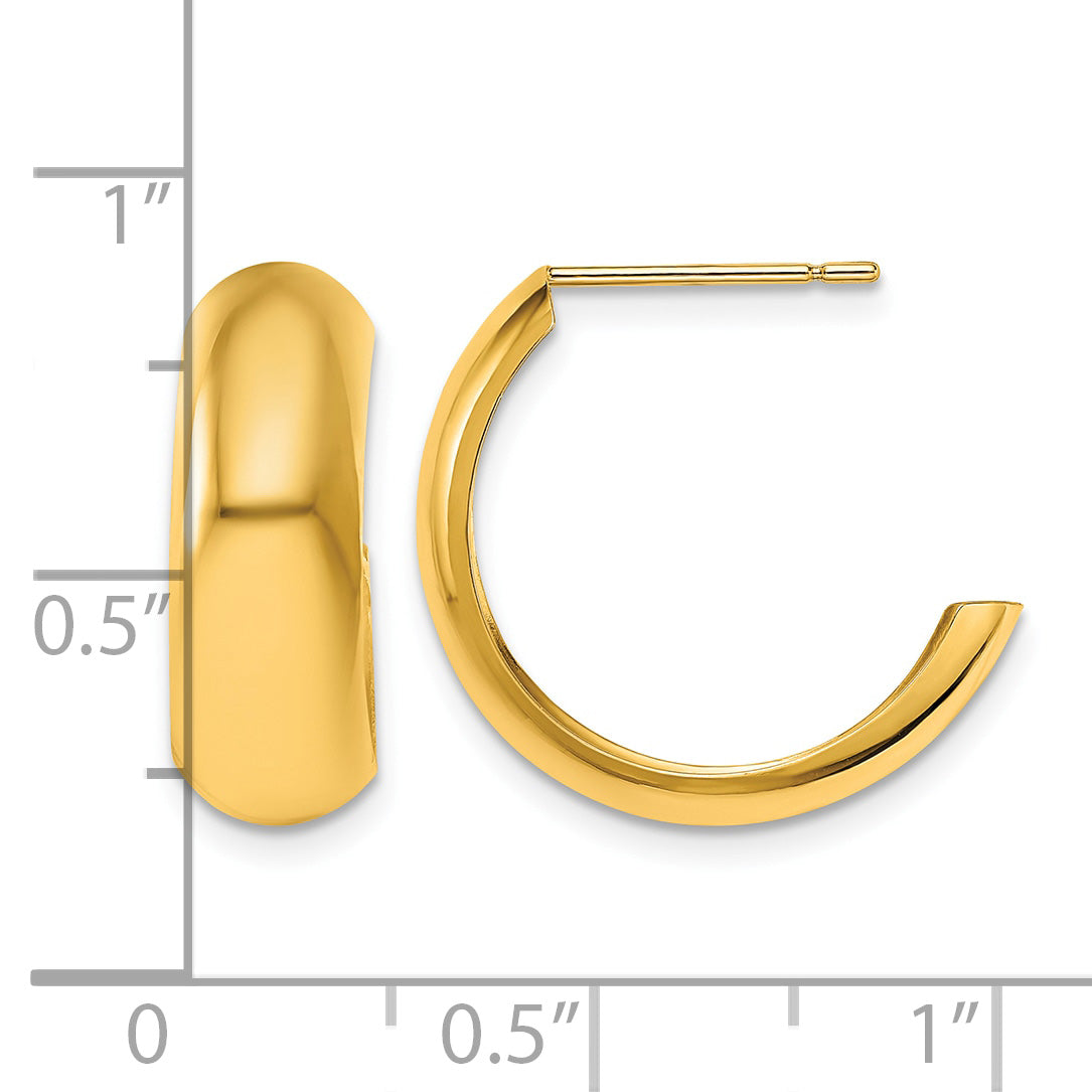 10K Yellow Gold 19.75mm x 6.5mm J-Hoop Earrings