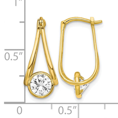 10K Yellow Gold 20mm x 10.07mm CZ Dangle Round Hoop Earrings