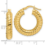 Lade das Bild in den Galerie-Viewer, 10K Yellow Gold Classic Spiral Round Hoop Earrings 24mm x 5mm
