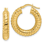 画像をギャラリービューアに読み込む, 10K Yellow Gold Classic Spiral Round Hoop Earrings 24mm x 5mm
