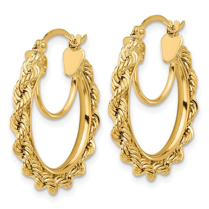 10k yellow gold diamond cut rope round hoop earrings 24mm x 2.95mm