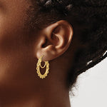 Load image into Gallery viewer, 10k Yellow Gold Diamond Cut Rope Round Hoop Earrings 24mm x 2.95mm
