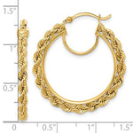 Load image into Gallery viewer, 10k Yellow Gold Diamond Cut Rope Round Hoop Earrings 30mm x 2.95mm
