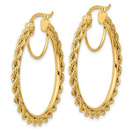 Load image into Gallery viewer, 10k Yellow Gold Diamond Cut Rope Round Hoop Earrings 38mm x 2.95mm
