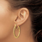 Load image into Gallery viewer, 10k Yellow Gold Diamond Cut Rope Round Hoop Earrings 38mm x 2.95mm
