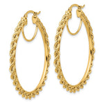 Load image into Gallery viewer, 10k Yellow Gold Diamond Cut Rope Round Hoop Earrings 44mm x 2.95mm
