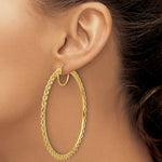 Load image into Gallery viewer, 10K Yellow Gold 70mm x 2.95mm Diamond Cut Rope Round Hoop Earrings
