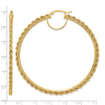 Load image into Gallery viewer, 10K Yellow Gold 70mm x 2.95mm Diamond Cut Rope Round Hoop Earrings
