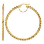 Load image into Gallery viewer, 10K Yellow Gold 70mm x 2.95mm Diamond Cut Rope Round Hoop Earrings

