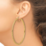 Load image into Gallery viewer, 10K Yellow Gold 80mm x 2.95mm Diamond Cut Rope Round Hoop Earrings
