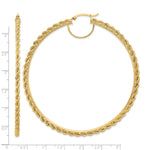 Load image into Gallery viewer, 10K Yellow Gold 80mm x 2.95mm Diamond Cut Rope Round Hoop Earrings

