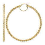 Load image into Gallery viewer, 10K Yellow Gold 80mm x 2.95mm Diamond Cut Rope Round Hoop Earrings
