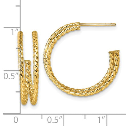 10k yellow gold twisted coil c hoop earrings 22mm