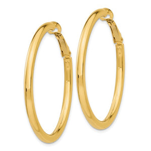 10k Yellow Gold Classic Round Hoop Omega Back Earrings 41mm x 3mm