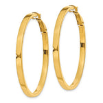 Load image into Gallery viewer, 10k Yellow Gold Square Tube Round Hoop Omega Back Earrings 43mm x 3mm
