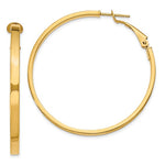 Load image into Gallery viewer, 10k Yellow Gold Square Tube Round Hoop Omega Back Earrings 43mm x 3mm
