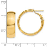 Lade das Bild in den Galerie-Viewer, 10k Yellow Gold Square Tube Round Hoop Omega Back Earrings 24mm x 7.75mm
