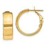 Load image into Gallery viewer, 10k Yellow Gold Square Tube Round Hoop Omega Back Earrings 19mm x 6.75mm
