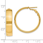 Load image into Gallery viewer, 10k Yellow Gold Square Tube Round Hoop Omega Back Earrings 29mm x 6.75mm
