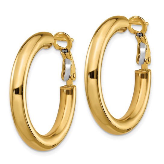 10k yellow gold classic round hoop omega back earrings 28mm x 4mm