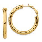 Load image into Gallery viewer, 10k Yellow Gold Classic Round Hoop Earrings Easy Omega Back Close Open
