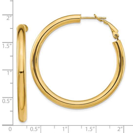 10k Yellow Gold Classic Round Hoop Earrings Easy Close Open 