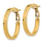 Load image into Gallery viewer, 10k Yellow Gold Square Tube Round Hoop Omega Back Earrings 24mm x 3mm
