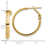 Load image into Gallery viewer, 10k Yellow Gold Square Tube Round Hoop Omega Back Earrings 24mm x 3mm
