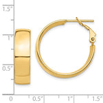 Load image into Gallery viewer, 10k Yellow Gold Square Tube Round Hoop Omega Back Earrings 25mm x 7mm
