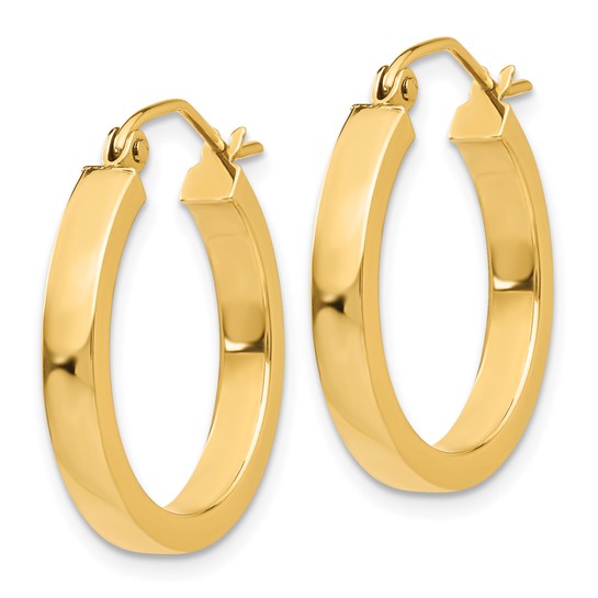 10k Yellow Gold Classic Square Tube Round Hoop Earrings 20mm x 3mm