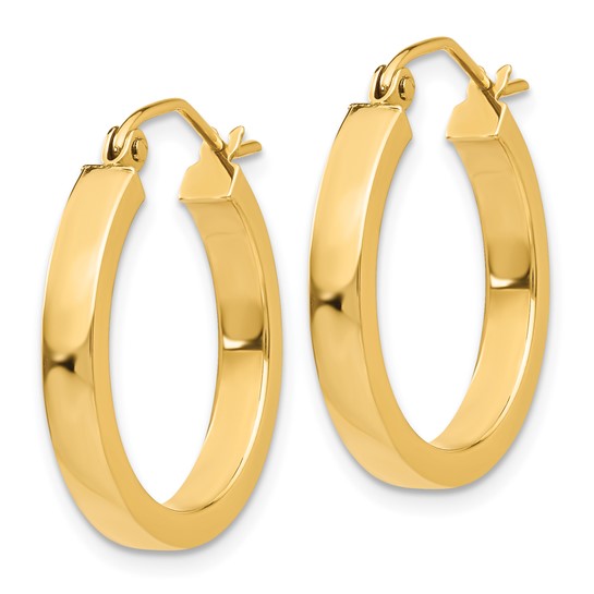 10k yellow gold classic square tube round hoop earrings 20mm x 3mm
