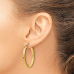 Indlæs billede til gallerivisning 10k Yellow Gold Classic Square Tube Round Hoop Earrings 35mm x 3mm
