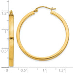 이미지를 갤러리 뷰어에 로드 , 10k Yellow Gold Classic Square Tube Round Hoop Earrings 35mm x 3mm

