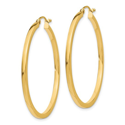 10k yellow gold classic square tube round hoop earrings 41mm x 2mm
