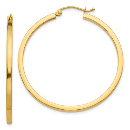 10k yellow gold classic square tube round hoop earrings 41mm x 2mm