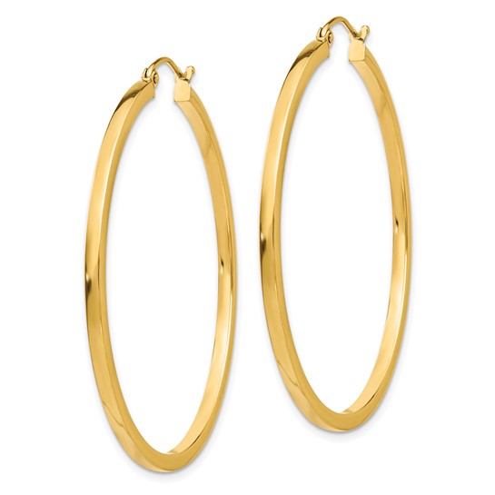 10k yellow gold classic square tube round hoop earrings 46mm x 2mm